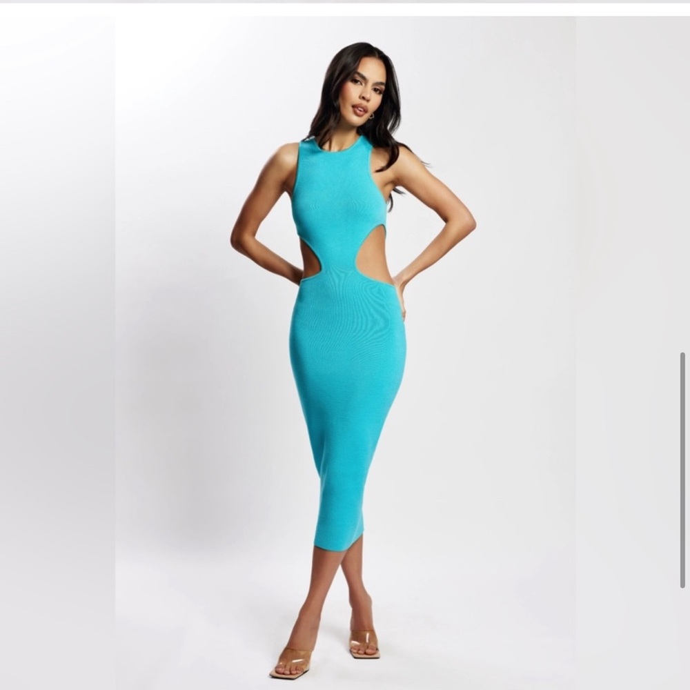NWT Meshki Midi Dresses Womens Lela Cut Out MIDI Dress Aqua